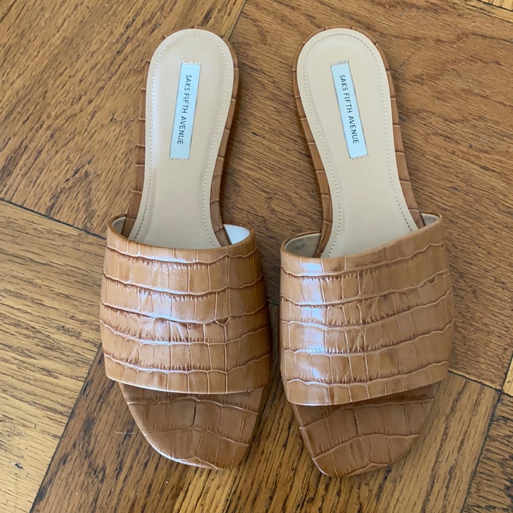 Saks Fifth Avenue slides. Made in Brazil, size 9.5